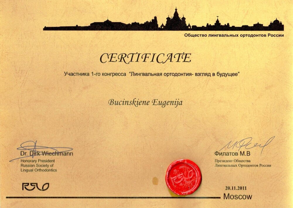 Bučinskienė Eugenija Certificate