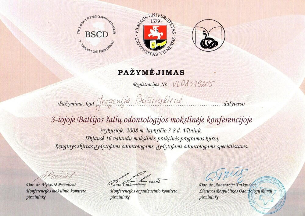 Eugenija Bučinskienė pažymėjimas