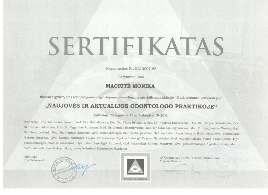 Sertifikatas Maciute Monika