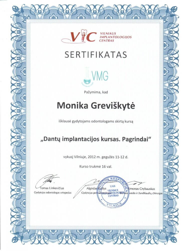 Sertifikatas Monika G.