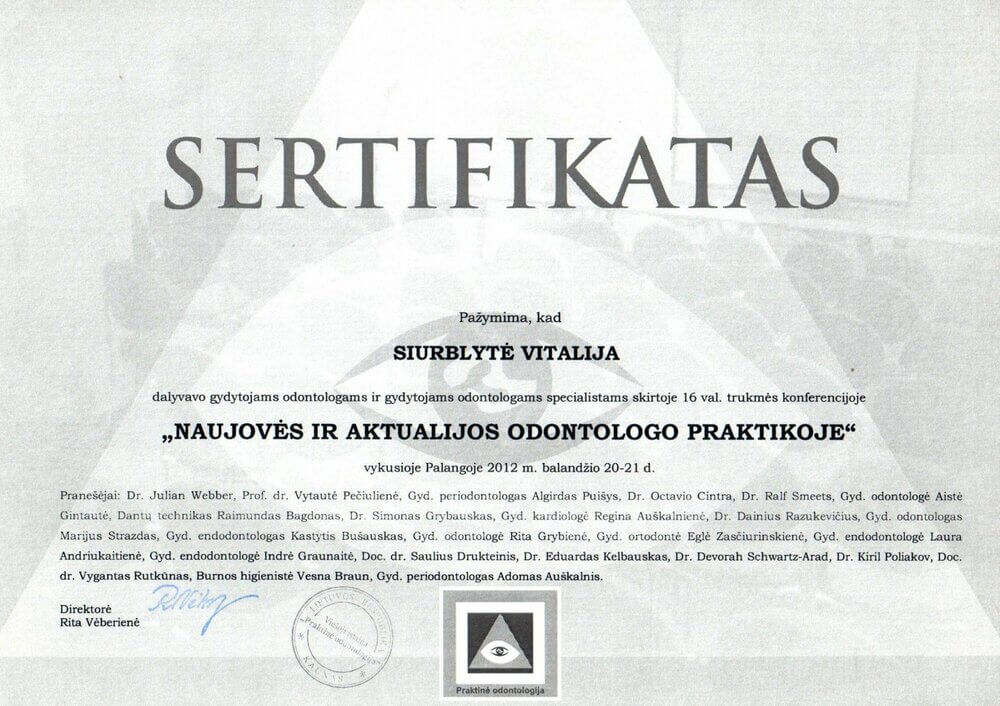 Sertifikatas Vitalija