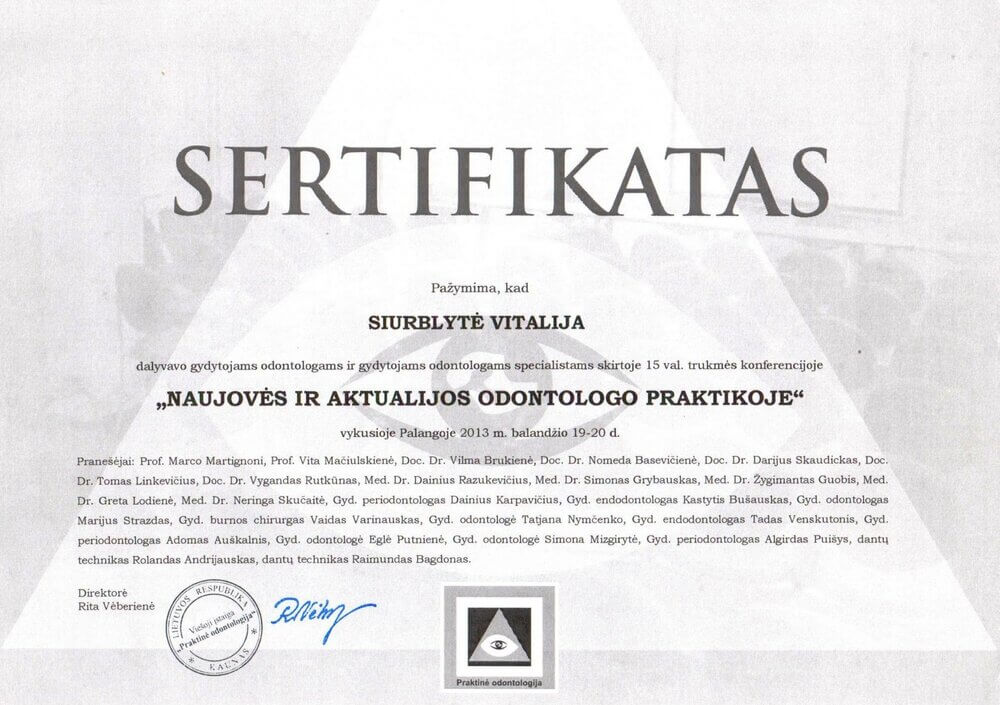 Vitalija Sertifikatas