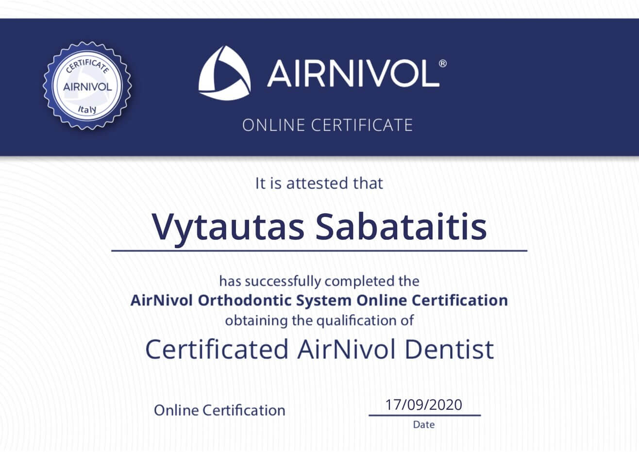 Vytautas S Certificate