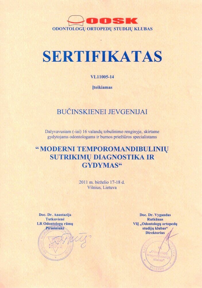 Sertifikatas Eugenija